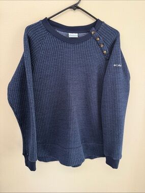 Columbia Women's Navy Crewneck Button-Shoulder Sweater